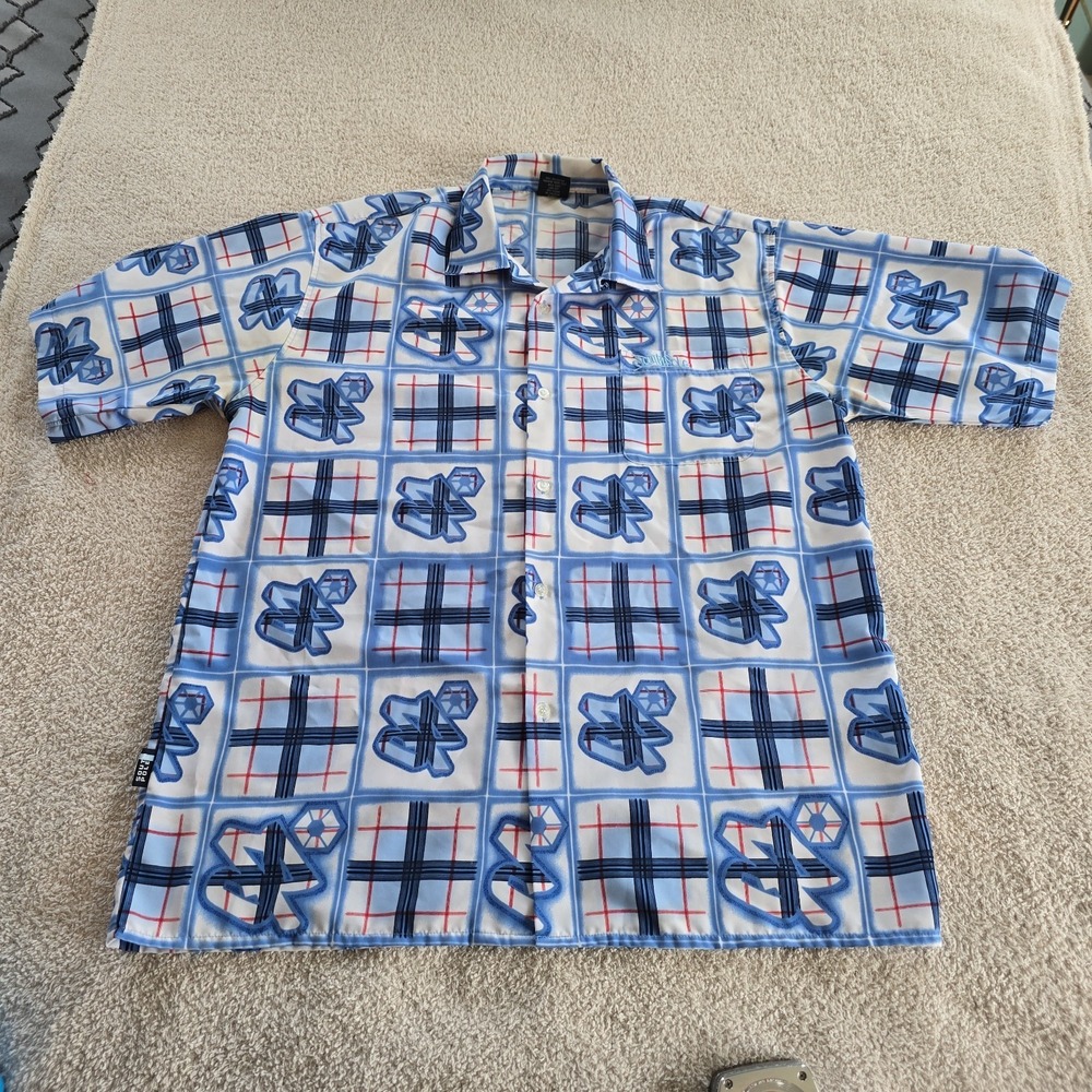 Southpole Button-Up Men's Shirt Sz XL Geometric Plaid Y2K 90s Streetwear Grunge